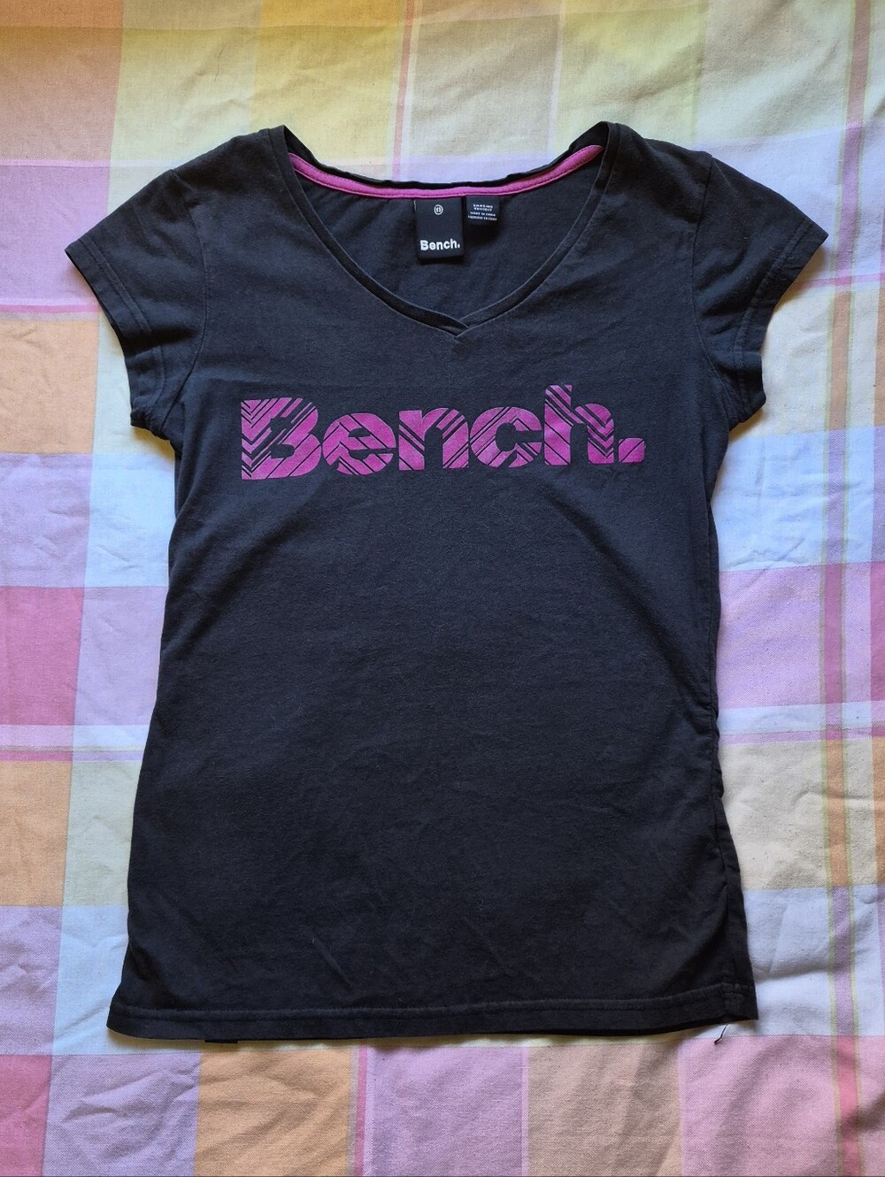Bench. Black Tee with Pink Logo